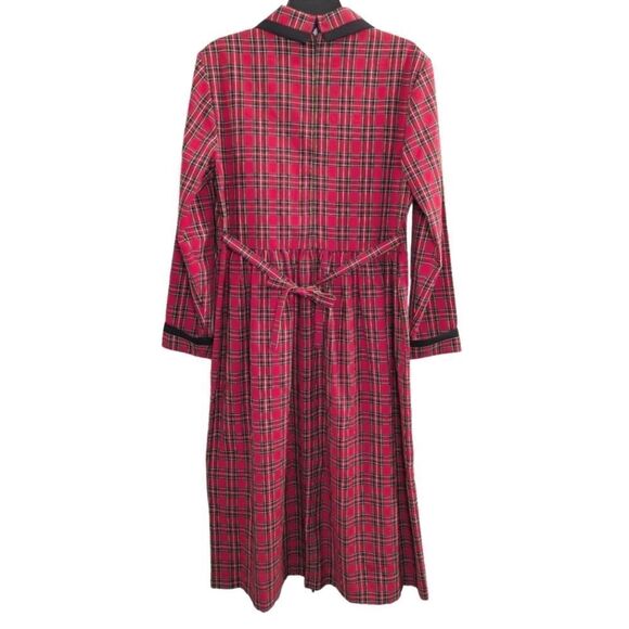 J.G. Hook Vintage 90s red & black plaid big collar long sleeve dress womens 14 - Picture 2 of 6